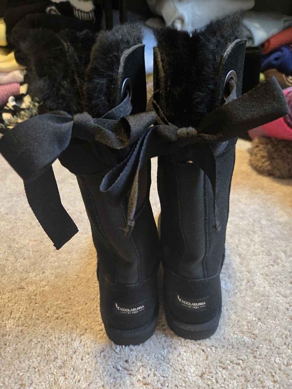 NWOT! Koolaburra by UGG Black Fur-Trim  Boots. Size 8